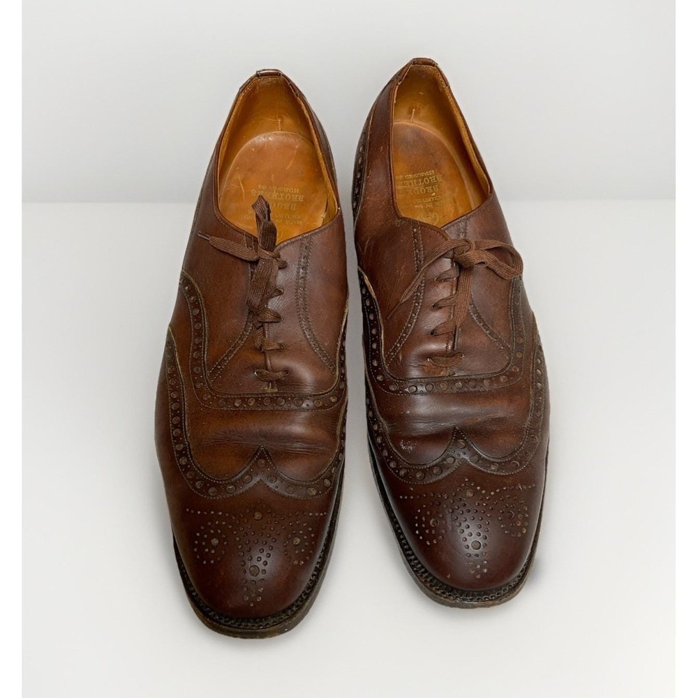 Brooks Brothers Wing Tip Oxford Shoes Size 10 Brown Leather England